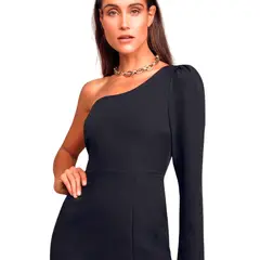 NEGRELI - Vestido Asimétrico Elegancia Total Manga Larga