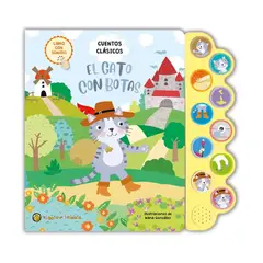 JUGANDO Y EDUCANDO - Libro Didáctico Con Sonido El Gato Con Botas Para Niños