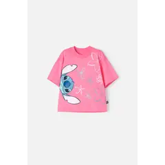 DISNEY - Camiseta de Stitch rosada manga corta para niña