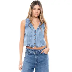 COLOR BLUE - Chaleco En Denim