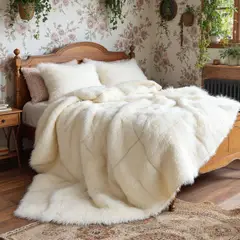 VOYPRE - Edredón Grueso Pelo de Oso en Poliéster Tamaño Doble Blanco