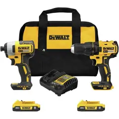 DEWALT - Taladro y atornillador inalámbricos 20V MAX kit con 2 baterías DCK277D2