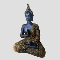 GENERICO - Buda Sabiduría Negro con Dorado Decorativo