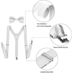 GENERICO - Tirantes Cargaderas Para Pantalón + Corbatín Ropa Blanco