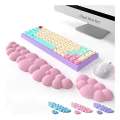 GENERICO - Mousepad Nube Reposa Muñeca Rosado Ergonómico Pack de 2