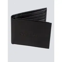CALVIN KLEIN - Billetera negra y logotipo con grabado