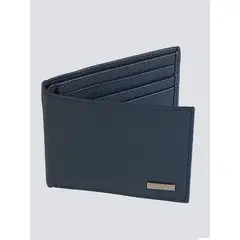 CALVIN KLEIN - Billetera azul plegable con placa esmaltada