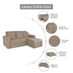 ELITE LIVING - SOFA CAMA RINCONERO BOURBON CAMEL