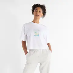 NEW BALANCE - Camisa Tshirt Marca Relaxed 550 Blanco Mujer