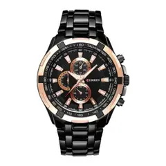 CURREN - Reloj Análogo KRE02012001 para Hombre Acero Color Negro-Oro Rosa