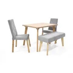 VENECIA - Set de Comedor 4 Puestos Lugo Matiz Sillas y Butaco Liverpool Color Plata_.