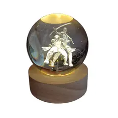 GENERICO - Furia Roja Lámpara Esférica 3D con Base de Madera