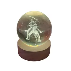 INFANTILES CAJUROMIX - Furia Roja Lámpara Esférica 3D con Base de Madera