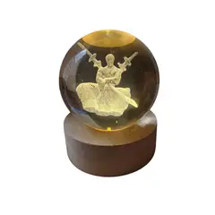 INFANTILES CAJUROMIX - Espadas Gemelas Lámpara Esférica 3D con Base de Madera