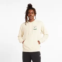 NEW BALANCE - Hoodie Marca French Terry Original Beige Hombre