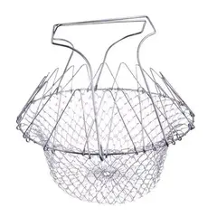 GENERICO - ESCURRIDOR PLEGABLE EN ACERO INOXIDABLE CESTA DE MALLA