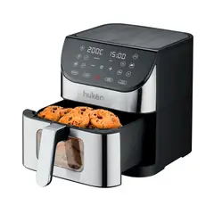 HUKEN - Freidora de Aire Ventana Easy-View 6 Lt Acero Touch Hukën