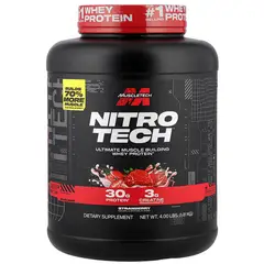 MUSCLETECH - Proteína Nitro-Tech Whey de 4lb de Fresa