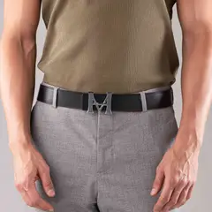 MARIO HERNANDEZ - Cinturón Casual Monograma Doble Faz Negro Caramelo