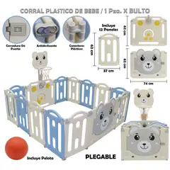 GENERICO - Corral Plegable Modular 12 Paneles con Cancha de Basket
