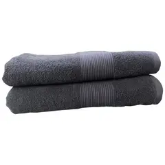 GENERICO - Toalla De Cuerpo Coral Set x 2 Unicolor 450 Gramos 100 % Algodón Tipo Hotelera Color Gris Ratón