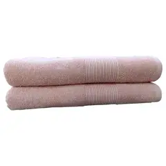 GENERICO - Toalla De Cuerpo Coral Set x 2 Unicolor 450 Gramos 100 % Algodón Tipo Hotelera Color Rosa