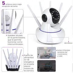 AWEI - Camara inteligente de maxima seguridad wifi giro 360º 5 antenas