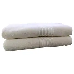 GENERICO - Toalla De Cuerpo Coral Set x 2 Unicolor 450 Gramos 100 % Algodón Tipo Hotelera Color Mantequilla