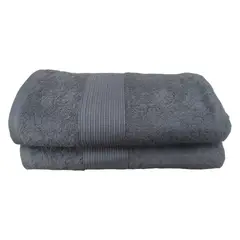 GENERICO - Toalla De Cuerpo Coral Set x 2 Unicolor 450 Gramos 100 % Algodón Tipo Hotelera Color Negro