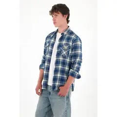 TENNIS - Camisa manga larga con diseño a cuadros para hombre