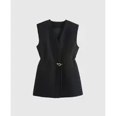 VANN - Chaleco Con Cinturón Para Mujer Negro