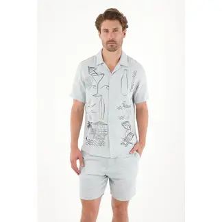 TENNIS - Camisa tipo bowling con print playero para hombre