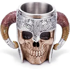GENERICO - Vaso Cerveza Calavera Vikingo Jarra Mug Cervecero Acero