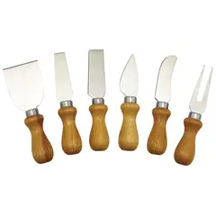 WINCO - Set de Cuchillos para Queso KCS-6W con mango de madera