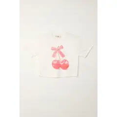 TENNIS - Camiseta básica con estampado de cerezas crudo para niña