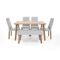 VENECIA - Set de Comedor 6 Puestos Lugo Matiz Sillas y Butaco Liverpool Color Plata