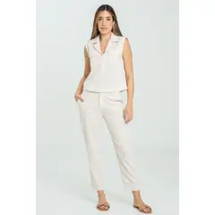 RAGGED - Pantalon lino peach Beige medio