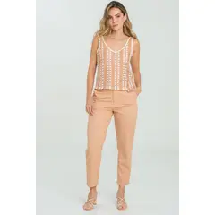 RAGGED - Pantalon lino peach Rosado salmon Ragged.