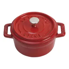GENERICO - Mini Olla Cocotte Redonda Cereza de Hierro Fundido Staub
