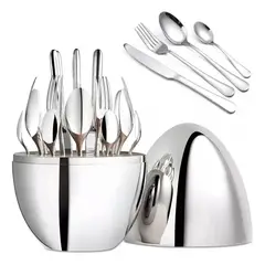 GENERICO - Set Juego De Cubiertos D Lujo 24pcs Acero Inoxidable Estuche Huevo