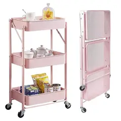 GENERICO - CARRITO ORGANIZADOR ROSADO PLEGABLE