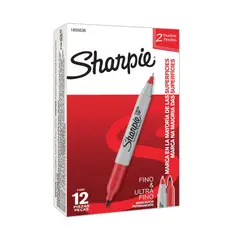 SHARPIE - Marcador Doble Punta Fino & Ultra Fino Rojo x 12