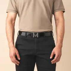 MARIO HERNANDEZ - Cinturón Casual Monograma Doble Faz Negro Brillante Café
