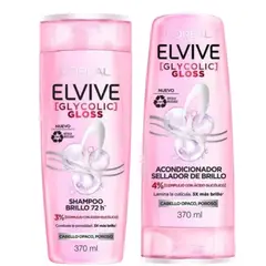 LOREAL PARIS - Kit LOréal Elvive Shampoo + Acondicionador Gloss 740mL Cd U