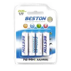 BESTON - Pack De Pilas Recargables AA Alta Duración X4 Unidades