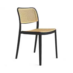 GENERICO - SILLA PP SOLEA Cuadrada TIPO MIMBRE Base Negra