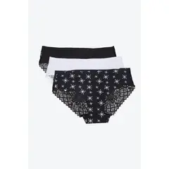 LILI PINK - Panty tipo hipster en microfibra y encaje paquete x3