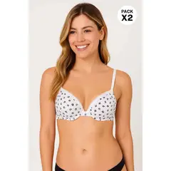 LILI PINK - Paquete x2 brasier en algodón copa b realce medio