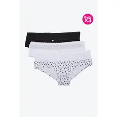 LILI PINK - Panty tipo hípster en algodón y encaje paquete x3