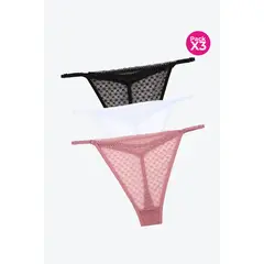 LILI PINK - Panty paquete x3 tipo brasilera en encaje